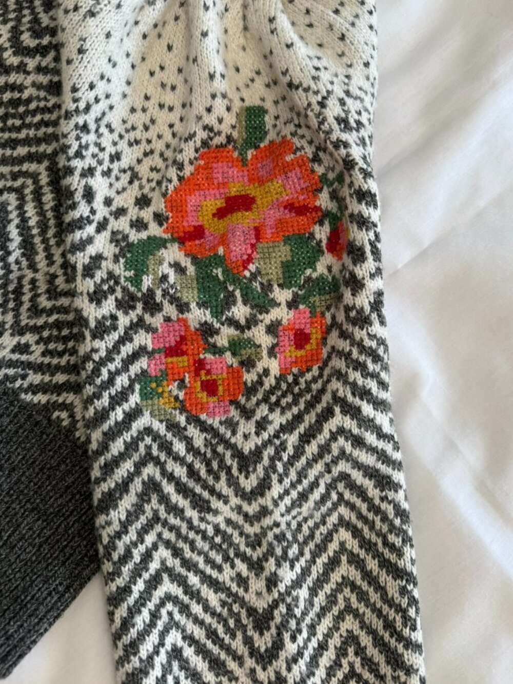 Anthropologie Karolina Floral Embroidered Wool Blend Sweater Petite S - Picture 8 of 12